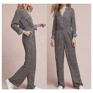 NWOT Anthropologie Ett Twa 4 Christene Silken Jumpsuit Multicolored Print 9123